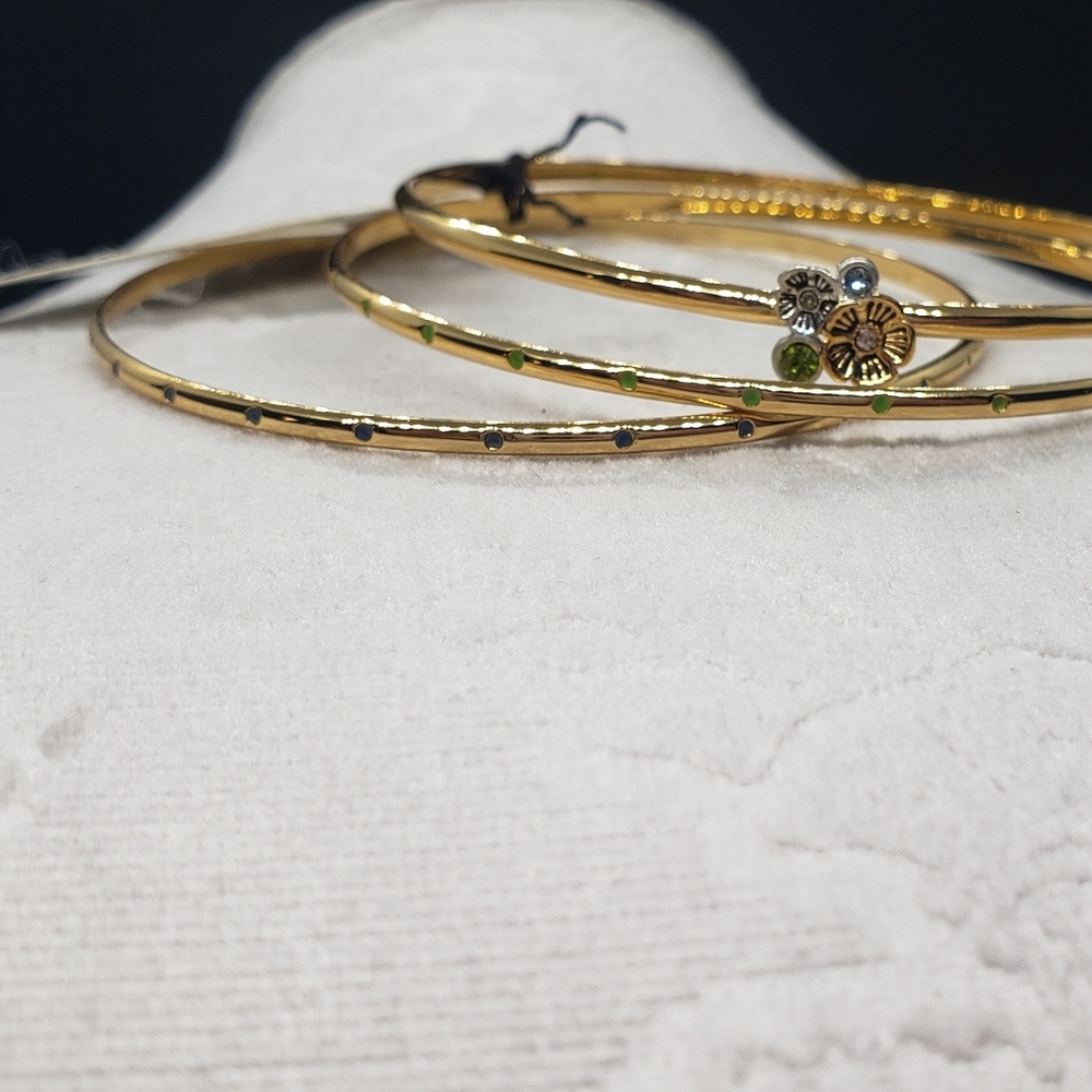 Coach bracelet Bangle Set (3) green/blue crystals - Picture 8 of 8